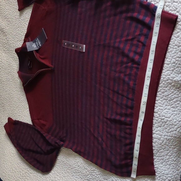 NWT Nautica XL Navtech Blue Burgundy Stripe Quarter Zip Sweater - Picture 10 of 12